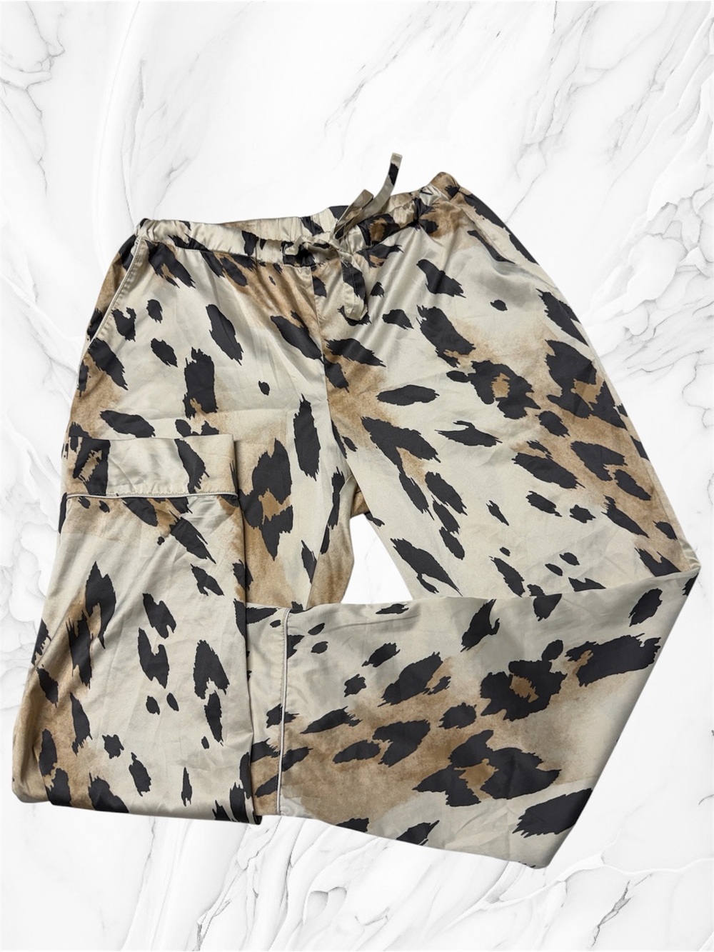 Express Beige & Taupe Animal-Print Joggers satin pants